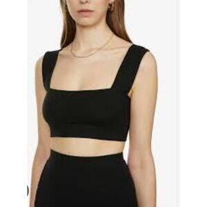 (M) $89 Reformation Ozzie Stretch Black Square Neck Top